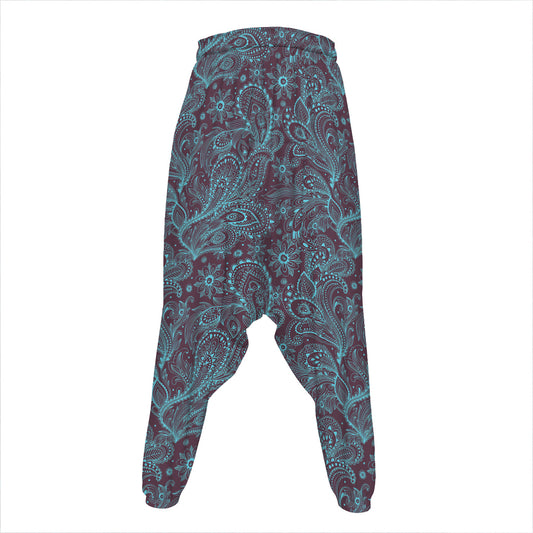 Turquoise Paisley Pattern Print Hammer Pants