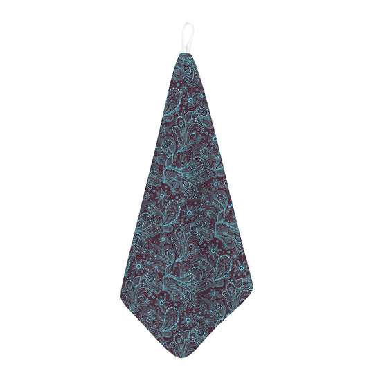Turquoise Paisley Pattern Print Hand Towel