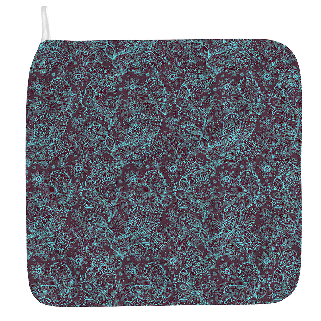 Turquoise Paisley Pattern Print Hand Towel