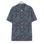 Turquoise Paisley Pattern Print Hawaiian Shirt