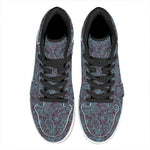 Turquoise Paisley Pattern Print High Top Leather Sneakers