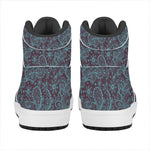 Turquoise Paisley Pattern Print High Top Leather Sneakers
