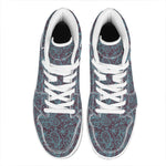 Turquoise Paisley Pattern Print High Top Leather Sneakers