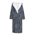 Turquoise Paisley Pattern Print Hooded Bathrobe