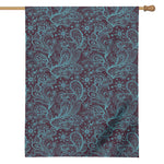 Turquoise Paisley Pattern Print House Flag