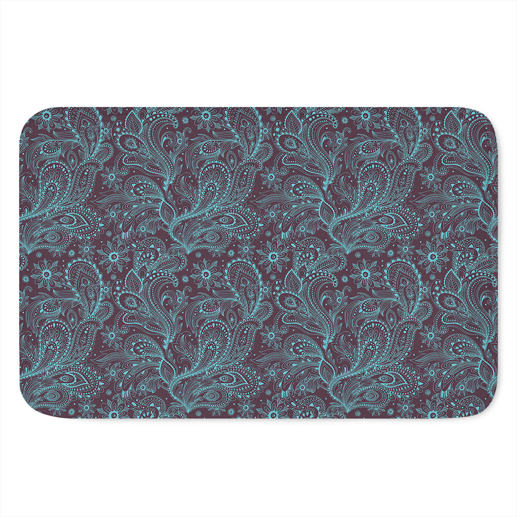 Turquoise Paisley Pattern Print Indoor Door Mat
