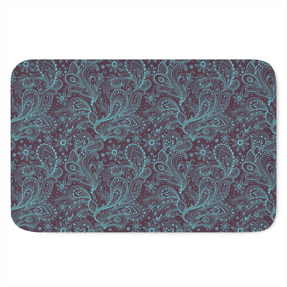 Turquoise Paisley Pattern Print Indoor Door Mat