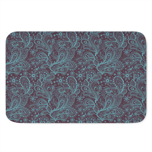 Turquoise Paisley Pattern Print Indoor Door Mat