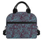 Turquoise Paisley Pattern Print Insulated Lunch Bag