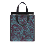 Turquoise Paisley Pattern Print Insulated Lunch Tote