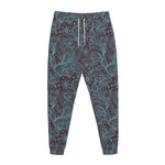 Turquoise Paisley Pattern Print Jogger Pants