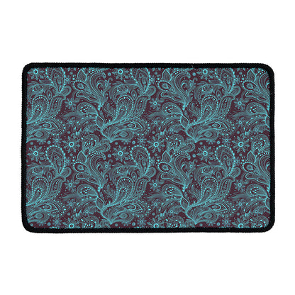 Turquoise Paisley Pattern Print Kitchen Mat