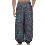 Turquoise Paisley Pattern Print Lantern Pants