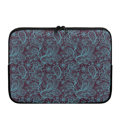 Turquoise Paisley Pattern Print Laptop Sleeve