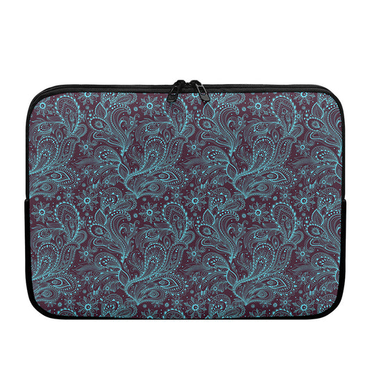 Turquoise Paisley Pattern Print Laptop Sleeve