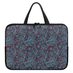 Turquoise Paisley Pattern Print Laptop Sleeve With Handle