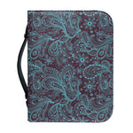 Turquoise Paisley Pattern Print Leather Bible Cover