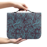 Turquoise Paisley Pattern Print Leather Bible Cover