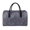 Turquoise Paisley Pattern Print Leather Duffel Bag
