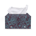 Turquoise Paisley Pattern Print Leather Tissue Box Cover