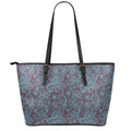 Turquoise Paisley Pattern Print Leather Tote Bag With Zipper