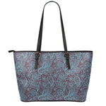 Turquoise Paisley Pattern Print Leather Tote Bag