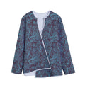 Turquoise Paisley Pattern Print Long Sleeve Short Coat