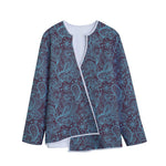 Turquoise Paisley Pattern Print Long Sleeve Short Coat
