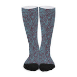 Turquoise Paisley Pattern Print Long Socks