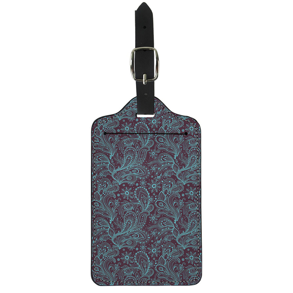 Turquoise Paisley Pattern Print Luggage Tag