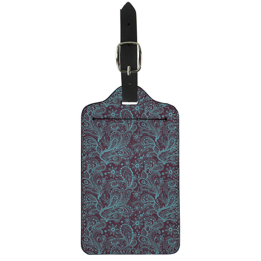 Turquoise Paisley Pattern Print Luggage Tag