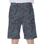 Turquoise Paisley Pattern Print Men's Beach Shorts