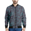 Turquoise Paisley Pattern Print Men's Bomber Jacket