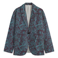Turquoise Paisley Pattern Print Men's Cotton Blazer