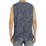 Turquoise Paisley Pattern Print Men's Fitness Tank Top