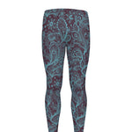 Turquoise Paisley Pattern Print Men's leggings