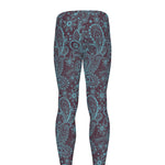 Turquoise Paisley Pattern Print Men's leggings