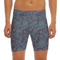 Turquoise Paisley Pattern Print Men's Long Boxer Briefs