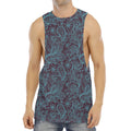 Turquoise Paisley Pattern Print Men's Muscle Tank Top