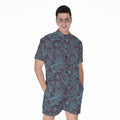 Turquoise Paisley Pattern Print Men's Romper