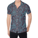 Turquoise Paisley Pattern Print Men's Shirt
