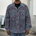 Turquoise Paisley Pattern Print Men's Shirt Jacket
