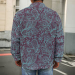 Turquoise Paisley Pattern Print Men's Shirt Jacket