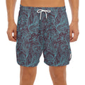 Turquoise Paisley Pattern Print Men's Split Running Shorts