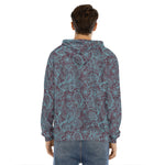 Turquoise Paisley Pattern Print Men's Velvet Pullover Hoodie