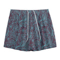 Turquoise Paisley Pattern Print Mesh Shorts