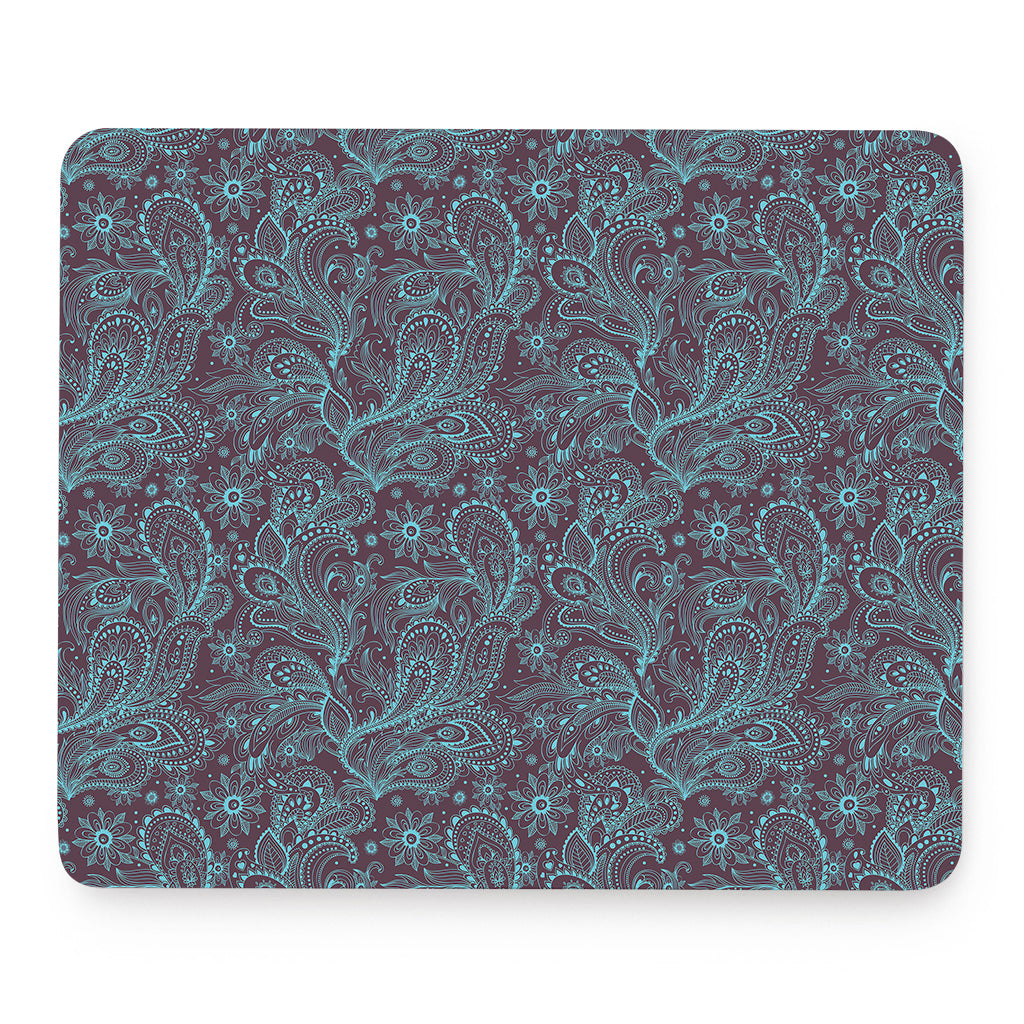 Turquoise Paisley Pattern Print Mouse Pad