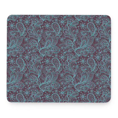 Turquoise Paisley Pattern Print Mouse Pad
