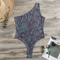 Turquoise Paisley Pattern Print One Shoulder Bodysuit