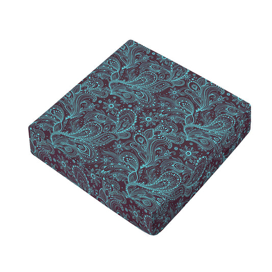 Turquoise Paisley Pattern Print Outdoor Seat Cushion Cover